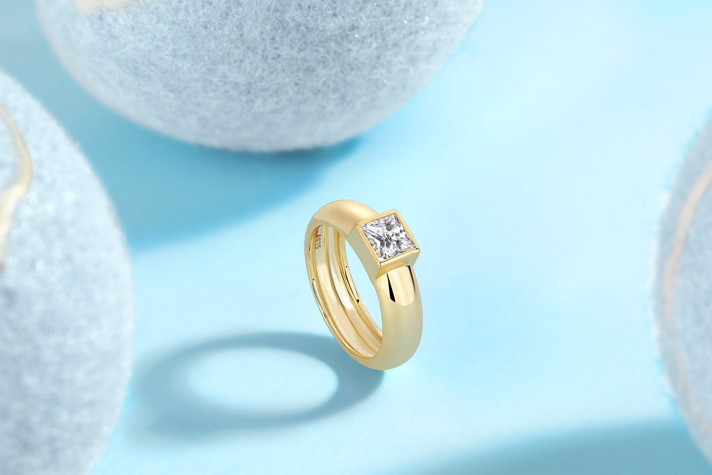 Square Diamond Ring Wedding Ring Luxury Fashion Set Moissanite Silver Ring