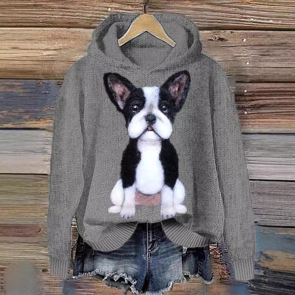 Thick Needle Fabric Women's Hooded Sweater Simple Style