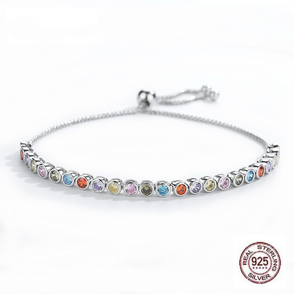 S925 Sterling Silver Rainbow Bracelet New