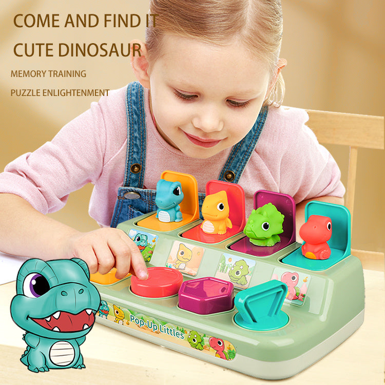 Dinosaur Hide And Seek Mechanism Box, Puzzle Toy Pop Up Switch Button Pop Up Music