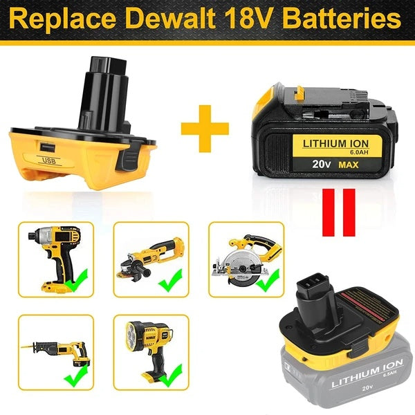 2X 18V To 20V MAX DCA1820 Adapter Converter For 20 Volt Li-ion Battery