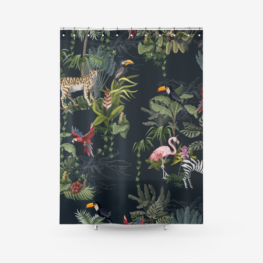 Textured Fabric Shower Curtain Printed Bathroom Curtains