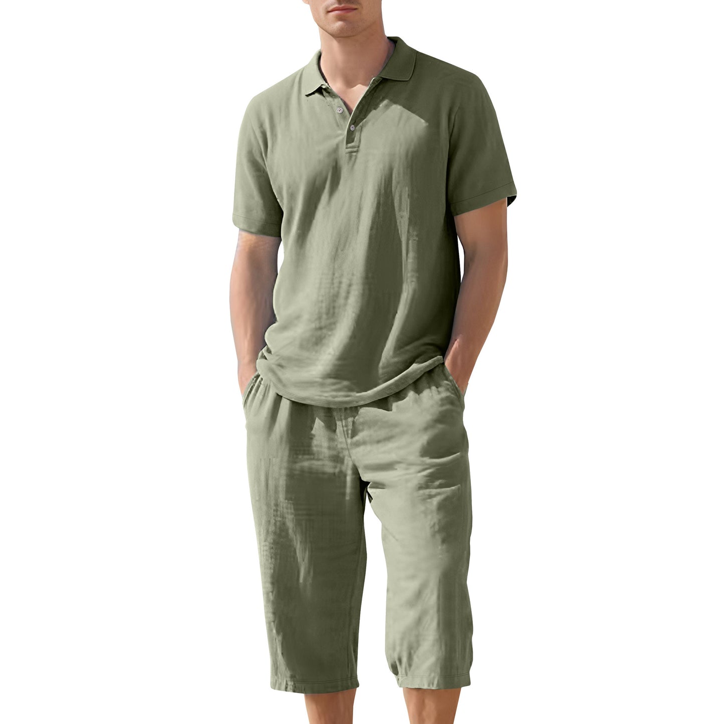 Summer Linen Suit Men's Beach Loose