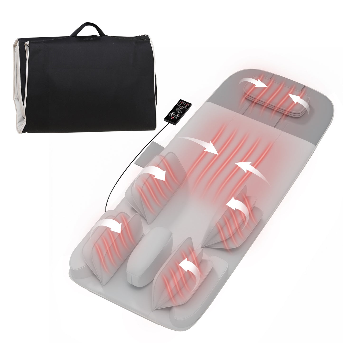 Detachable Smart Massage Mattress,Independent Lumbar And Back Heat Therapy,Overload Automatic Protection,Removable And Washable