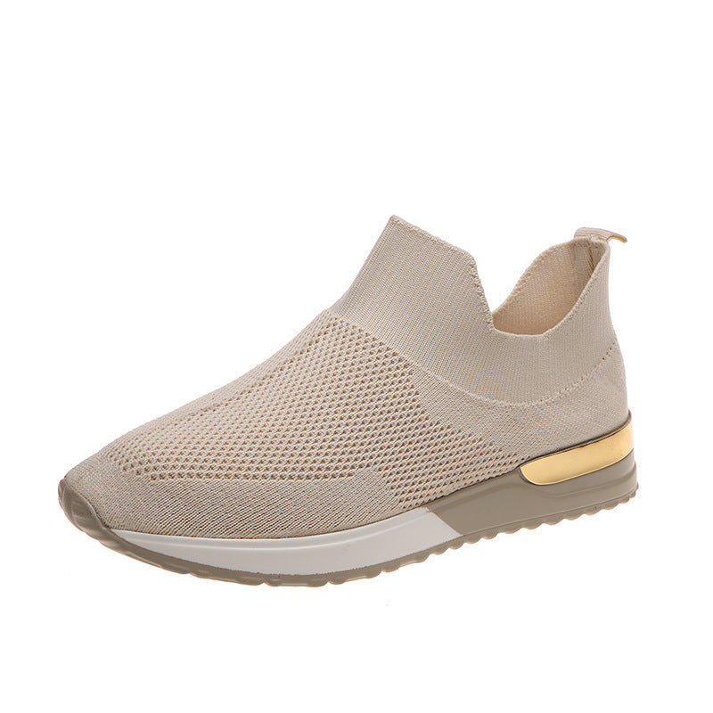 Spring And Autumn New Breathable Fly Woven Mesh Pumps Soft Bottom Running Shoes