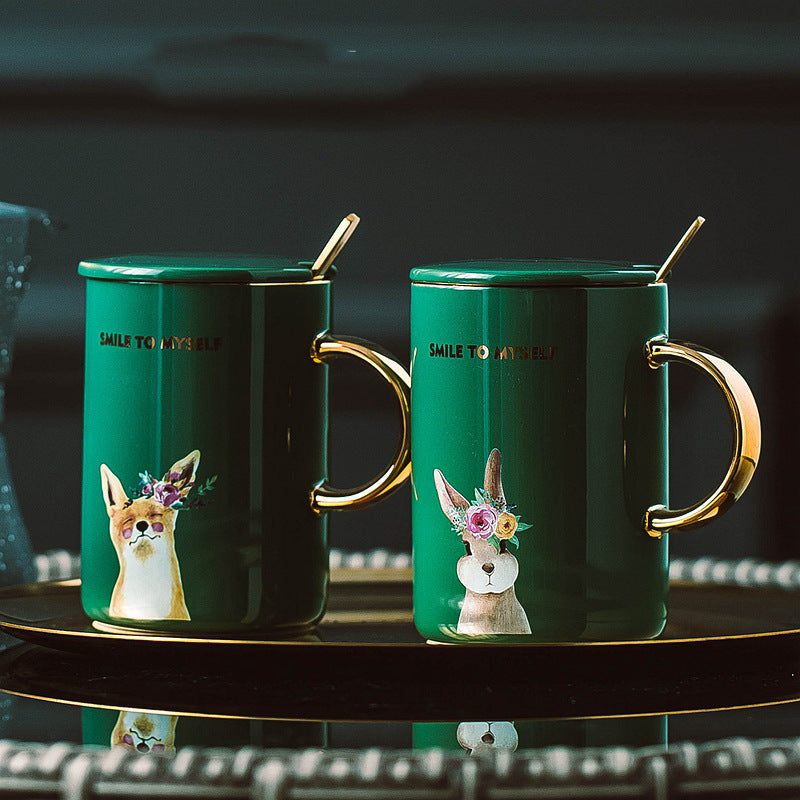 Creative mug with gold painted animal ceramic mug