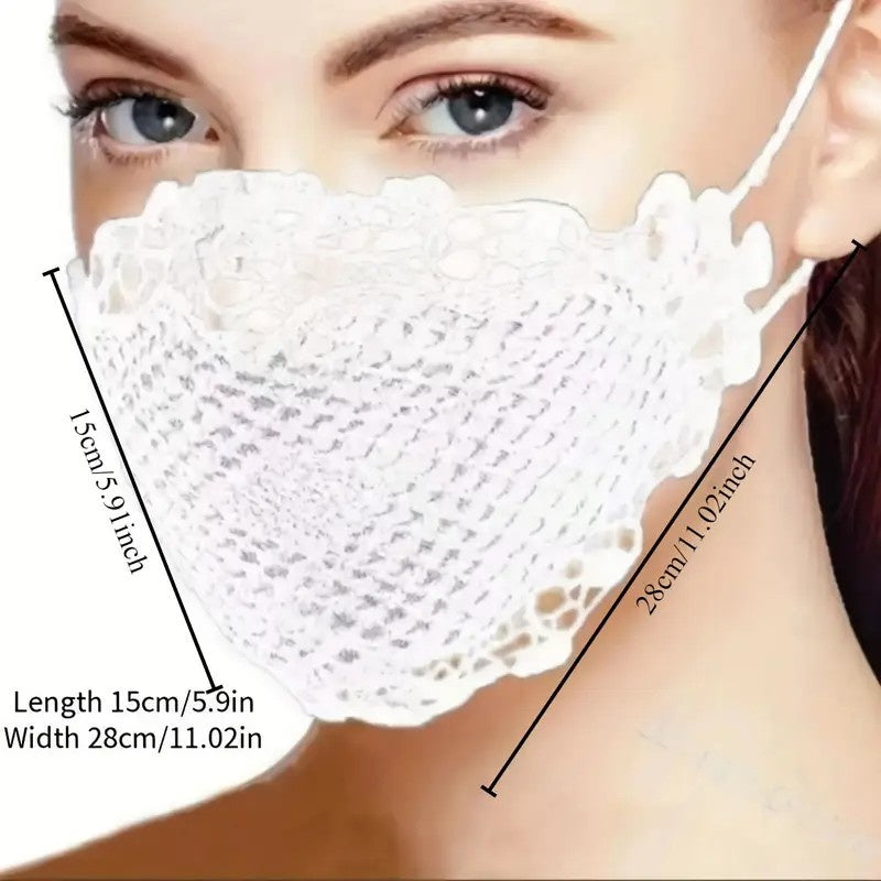 6 Pcs Lace Face Mask For Women- Adjustable Ear Loops- Cute, Sexy Washable And Reusable