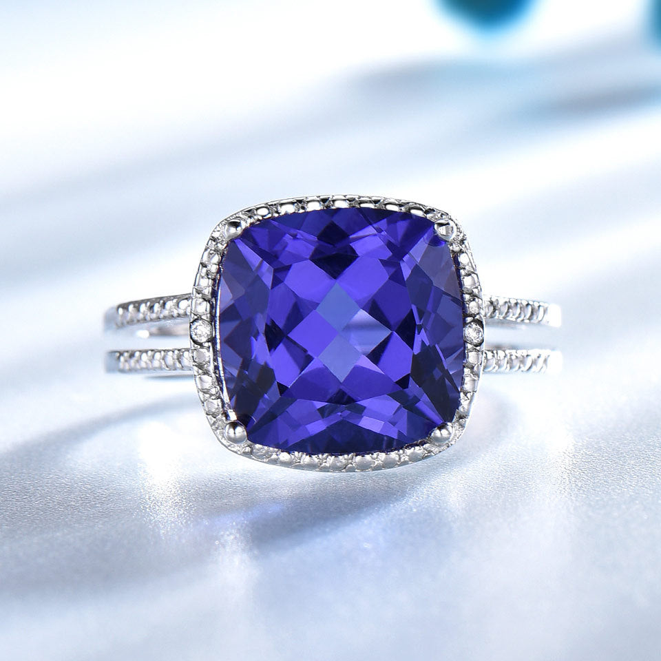 925 Sterling Silver Ring Luxury Tanzanite Women