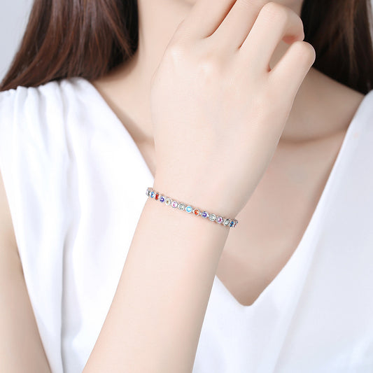 S925 Sterling Silver Rainbow Bracelet New