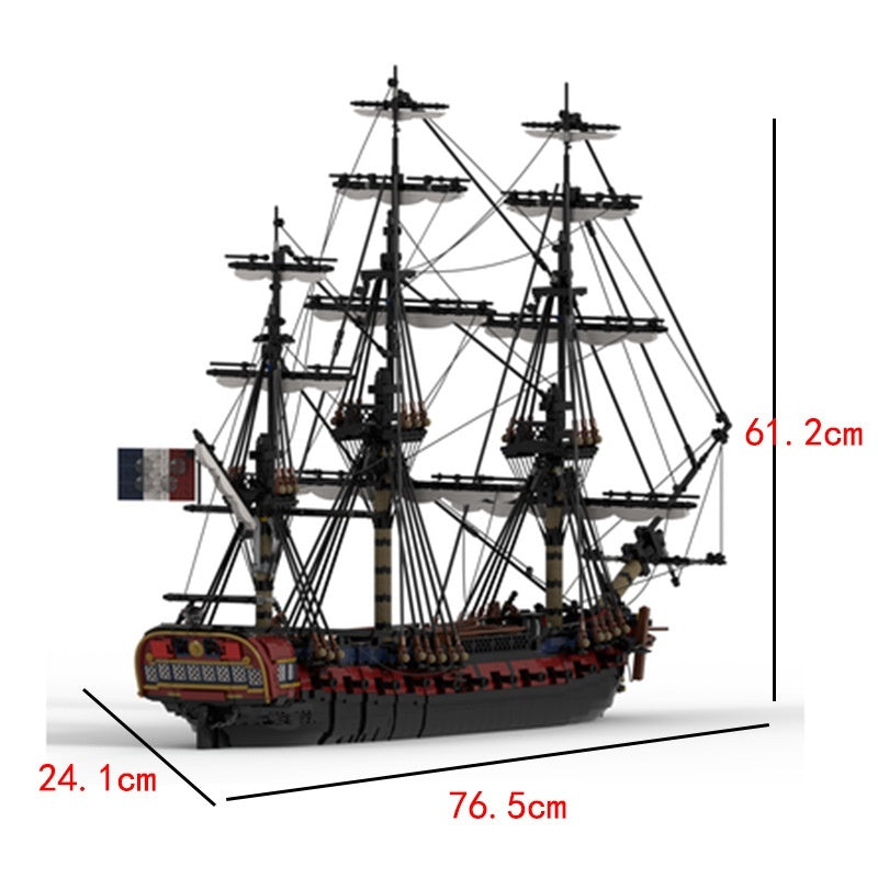 France 28-door Gun Frigate Assembled Building Block Toys Model