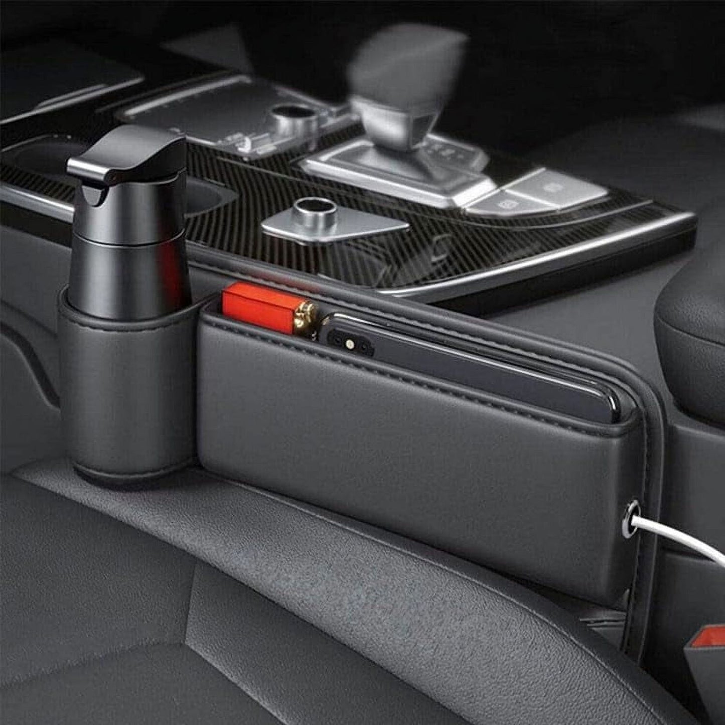 Car Seat Storage, New Upgraded Car Seat Storage Box With Cup Holder, Seat Gap Storage Box, Cup Holder Gap Bag For Car, Adjustable Car Seat Storage Box