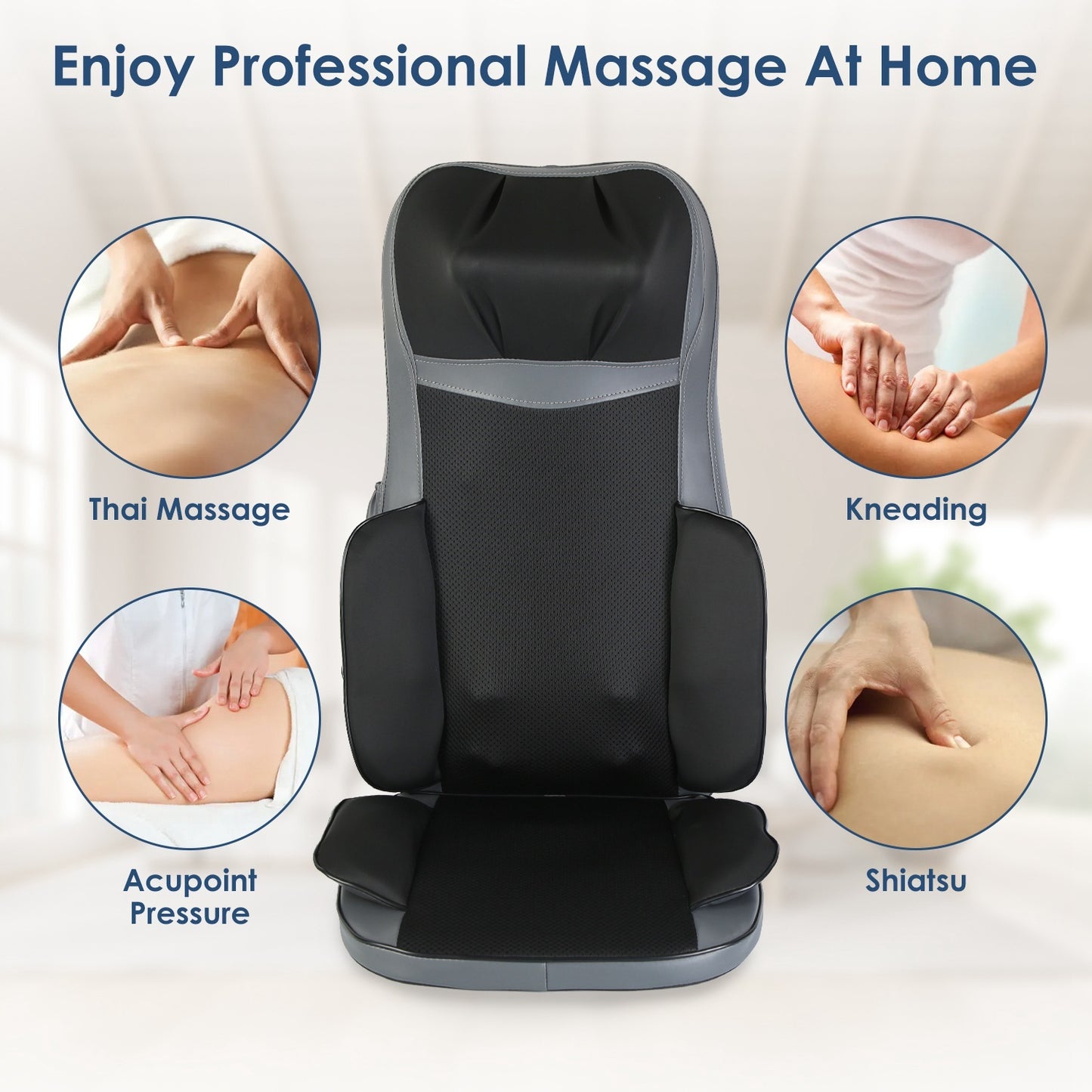 1Pc Shiatsu Full Body Massage Chair Pad With Heat 3D Kneading For Home Car Driver Seat Fedex Shipping