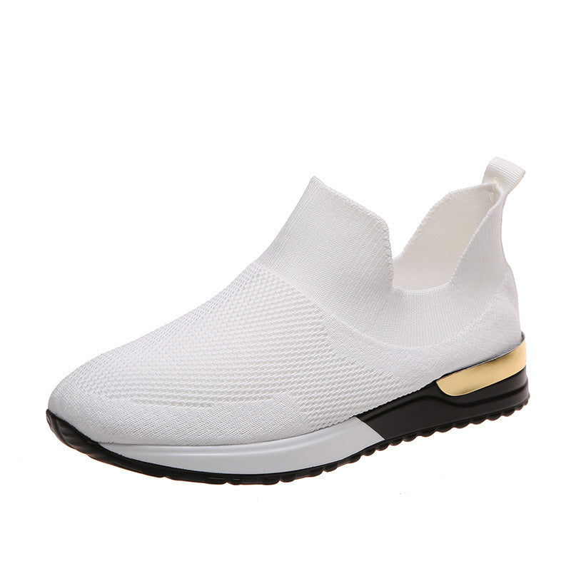 Spring And Autumn New Breathable Fly Woven Mesh Pumps Soft Bottom Running Shoes