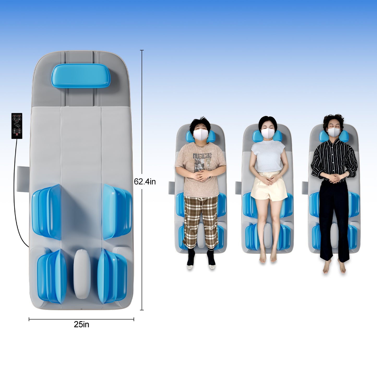 Detachable Smart Massage Mattress,Independent Lumbar And Back Heat Therapy,Overload Automatic Protection,Removable And Washable