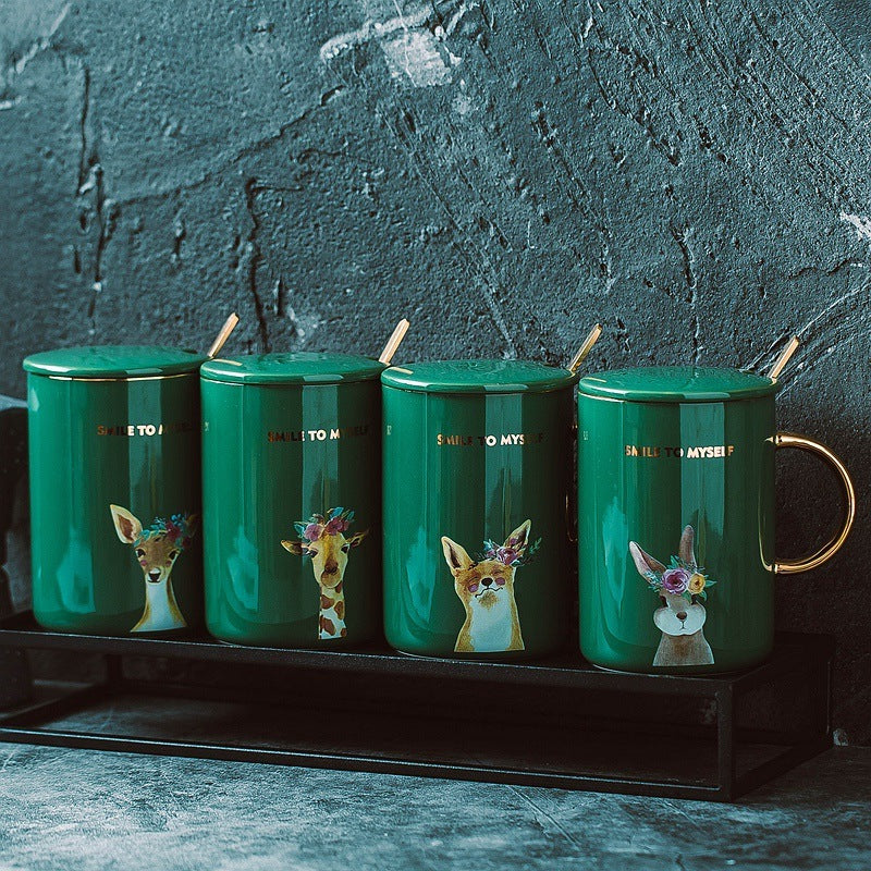 Creative mug with gold painted animal ceramic mug