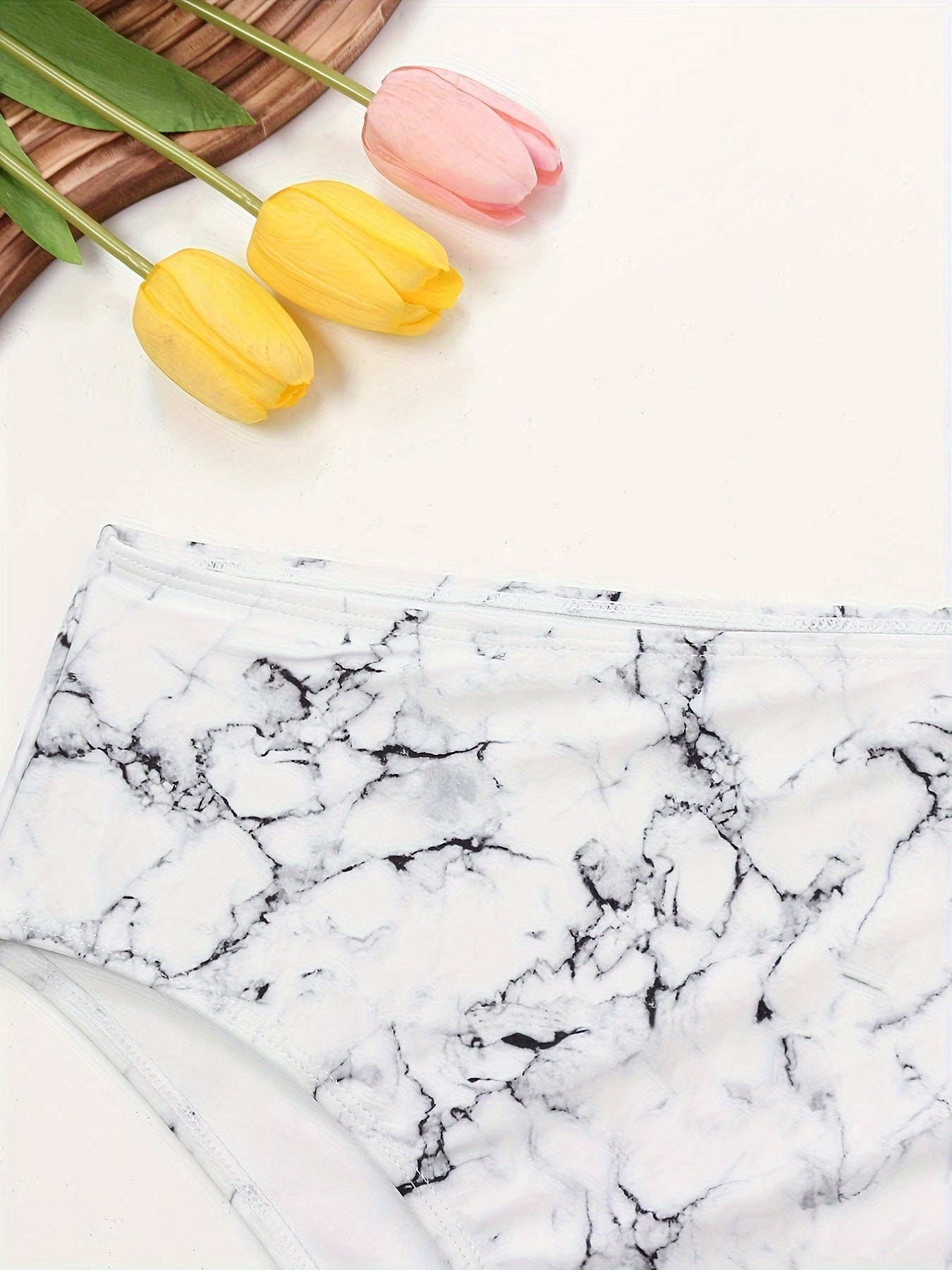 Women's Fashionable Plus-size Bikini Bottom With Triangle-shaped Pants. Slate-patterned Print Bikini. Beach Style.