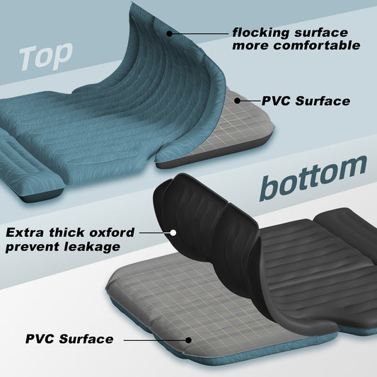 Car Air Mattress For Full Size SUV, Upgraded Flocked Surface, Durable 210T Bottom Van Camping Bed, Quick Inflation Sleeping Airbed For SUV Back Trunk