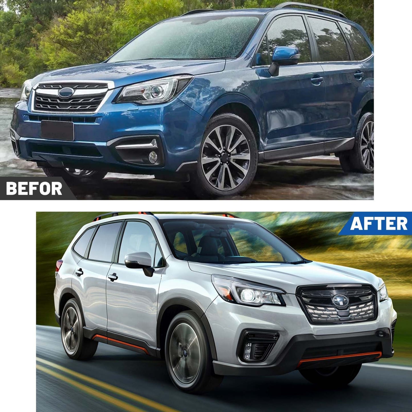 Front Grill For 2014-2018 Forester Gloss Balck