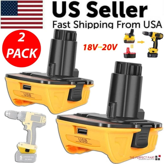 2X 18V To 20V MAX DCA1820 Adapter Converter For 20 Volt Li-ion Battery