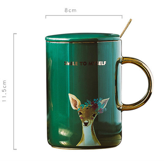 Creative mug with gold painted animal ceramic mug