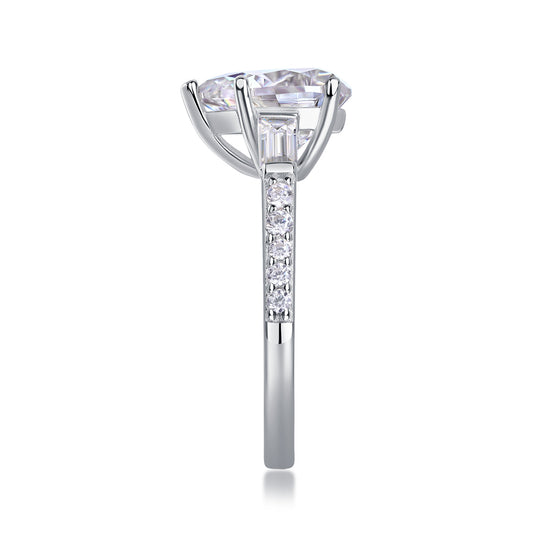 Large Diamond Diamond Ring Luxury Fashion Set Moissanite Silver Ring