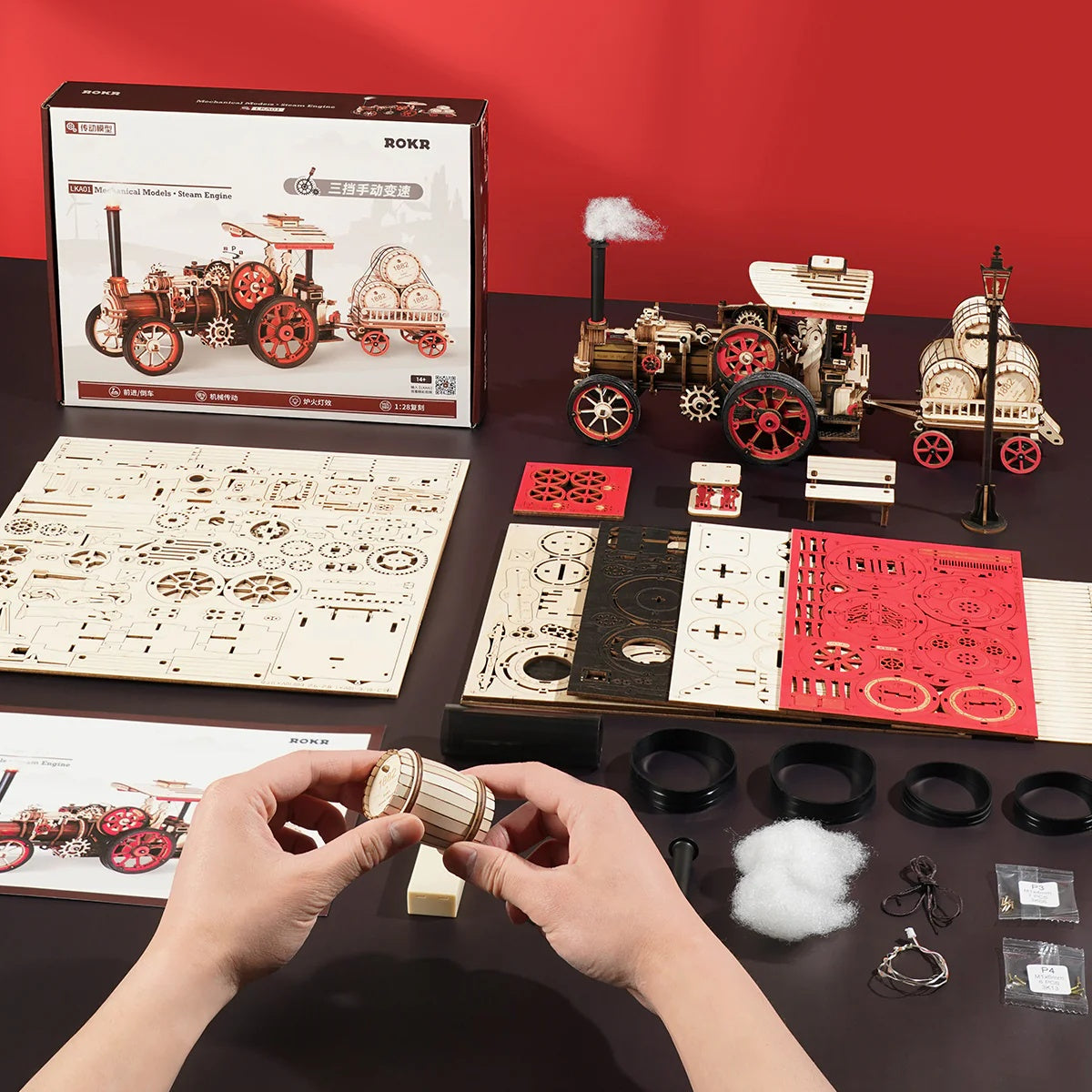 ROKR Steam Engine Mechanical 3D Wooden Puzzle, Only Supports TK And Independent Website Platforms