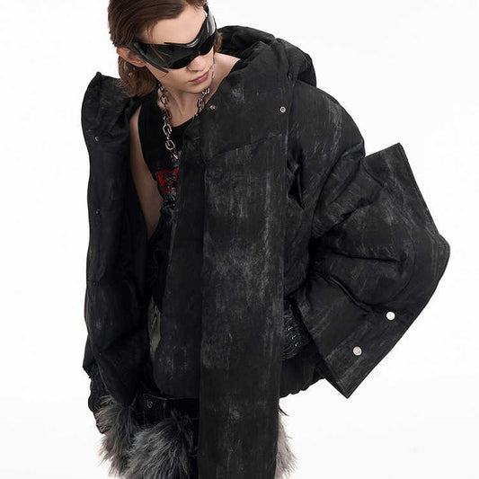 Dark Structure Old Cold-proof Niche Designer Men's Hooded Cotton Coat Jacket