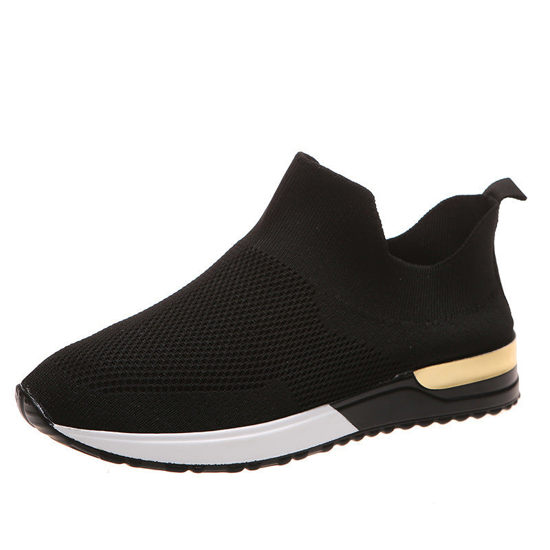 Spring And Autumn New Breathable Fly Woven Mesh Pumps Soft Bottom Running Shoes