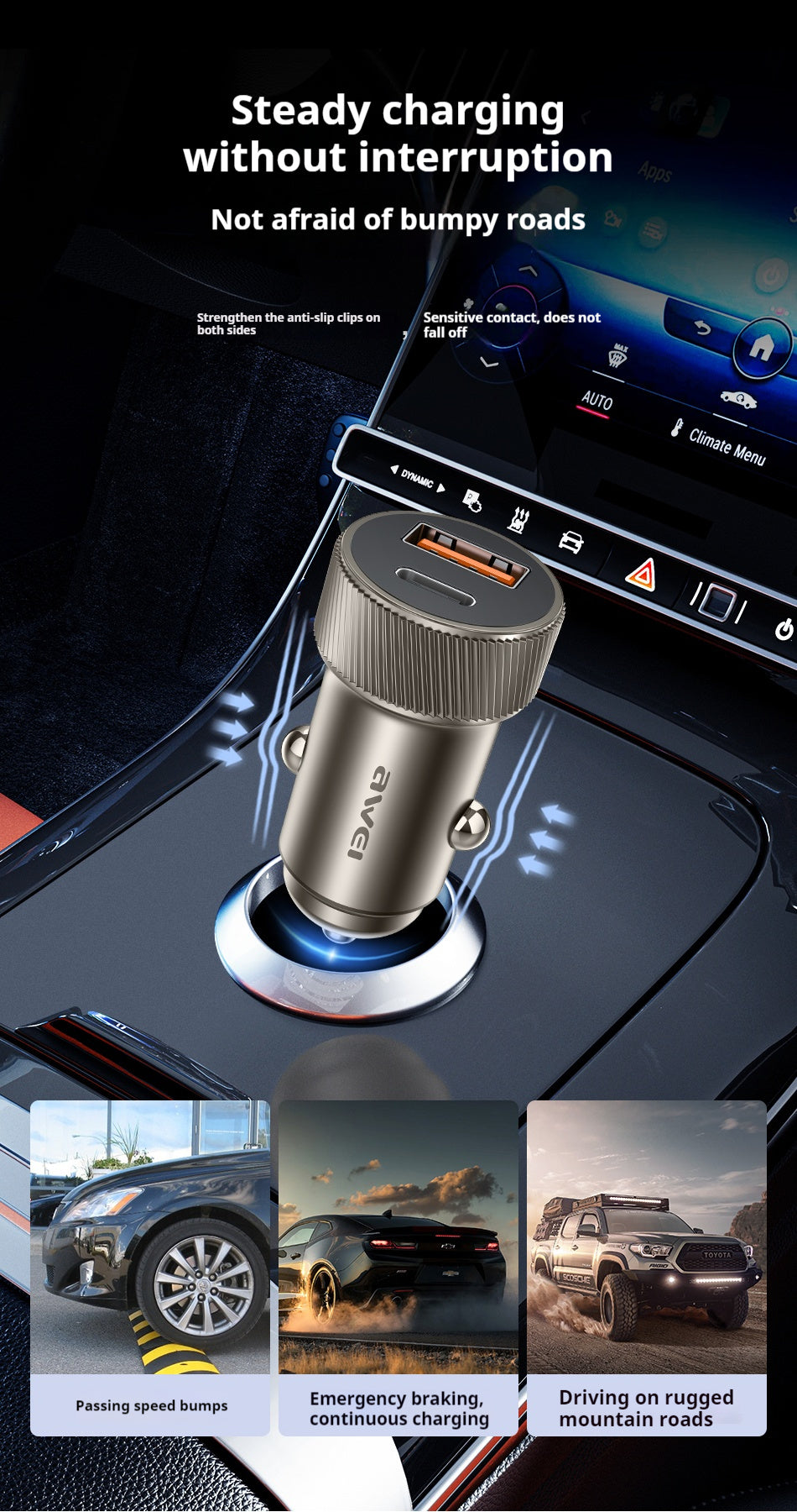 AWEI PD Fast Charging Car Charger 33W