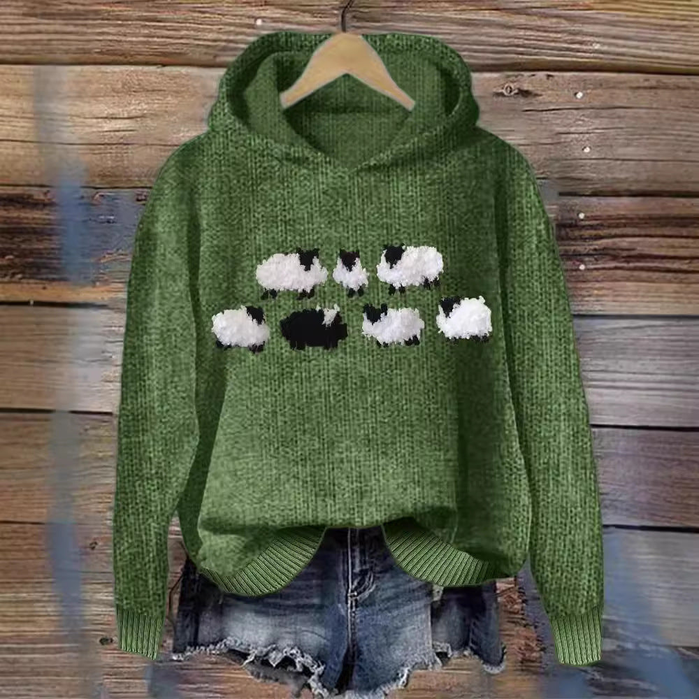 Thick Needle Fabric Women's Hooded Sweater Simple Style