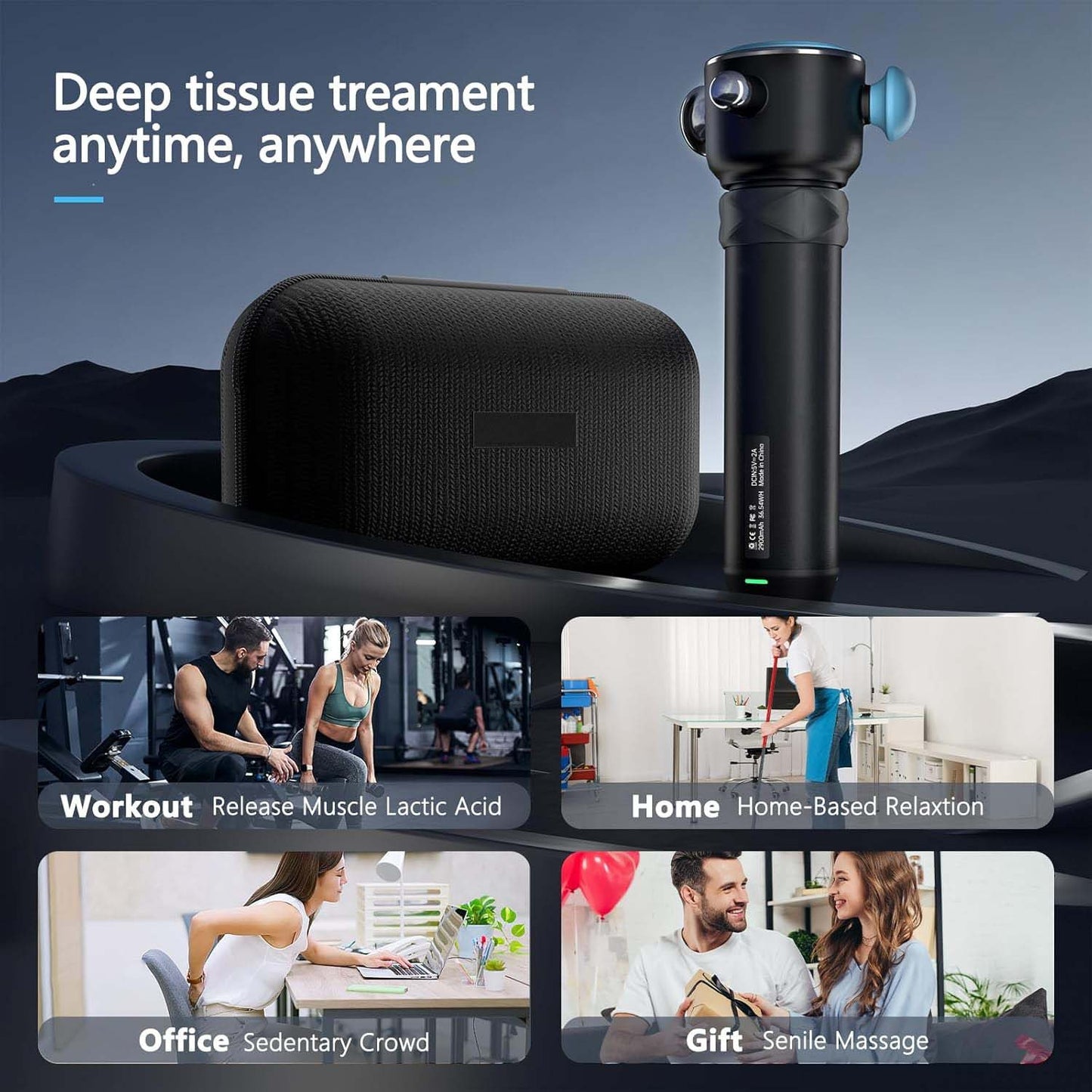 Portable Percussion Silent Motor & Adjustable Speeds For Professional Muscle Relaxation Massage Gun