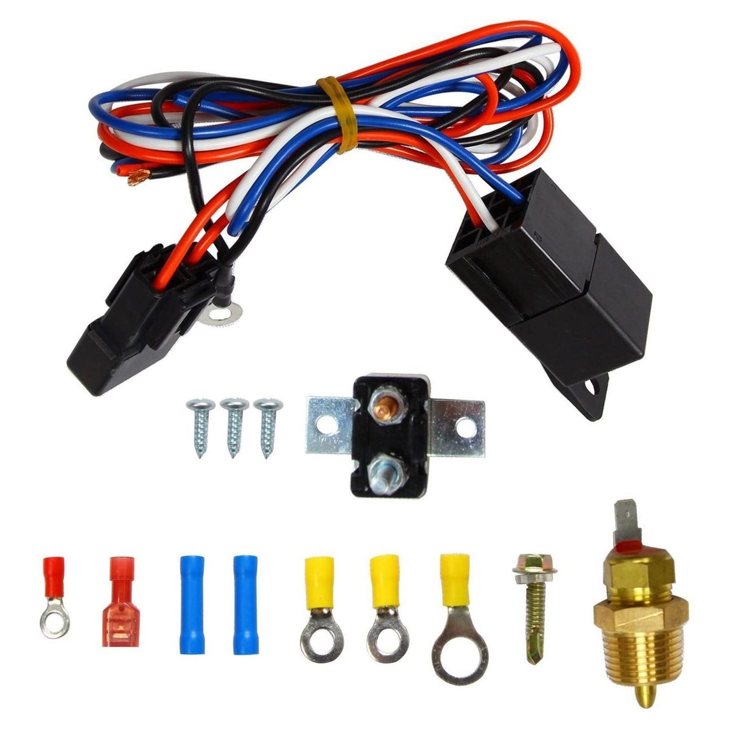 16 Inch Electric Radiator Cooling Fan 12V 120W 10 Blades Car Thermostat Kit With Mounting Kit