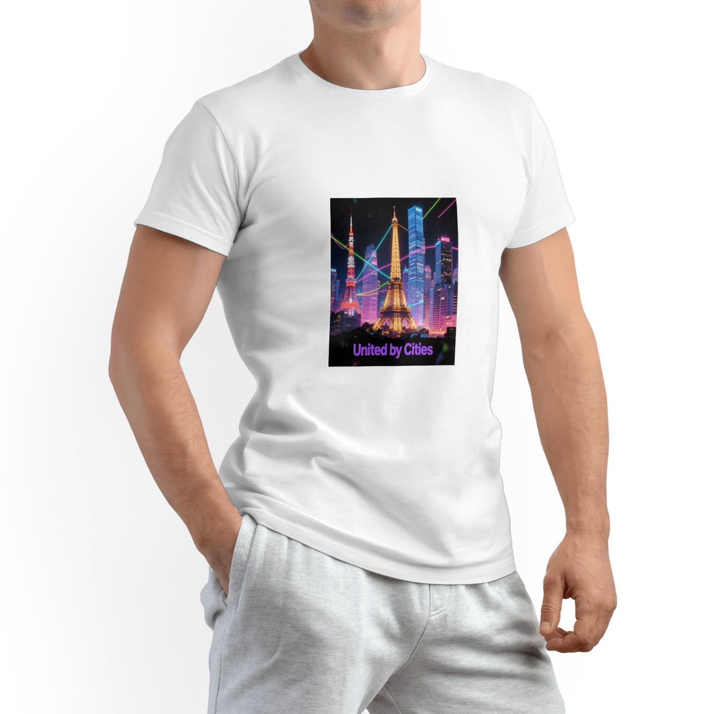 City Printed Men's Pure Cotton T-shirt - Casual Round Neck, Slightly Elastic, Suitable For Summer Knitted Fabric, Classic Fit Adult Shirt, Couple Shirt