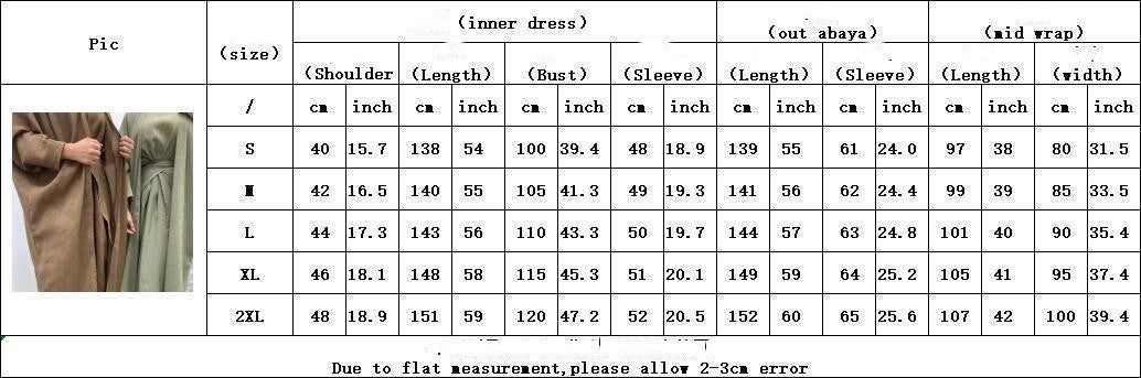 Muslim Women's Wear Gown Cardigan Robe Solid Color Three-piece Set