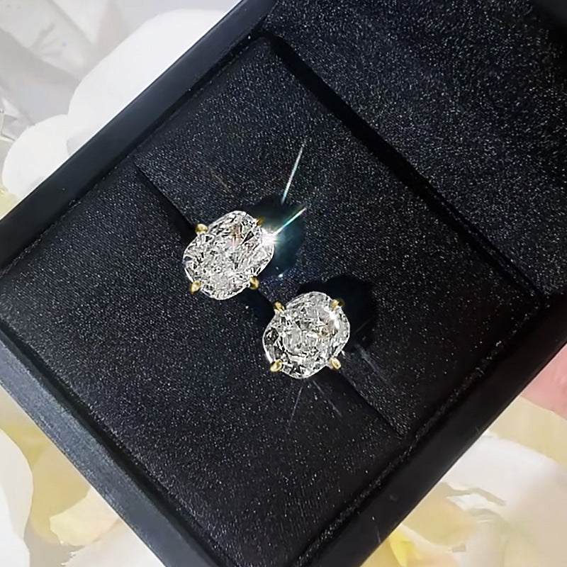 S925 Silver Plated High Carbon Diamond 810 Ear Studs