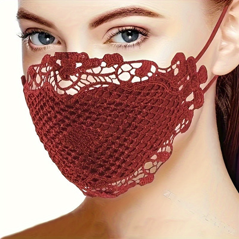 6 Pcs Lace Face Mask For Women- Adjustable Ear Loops- Cute, Sexy Washable And Reusable