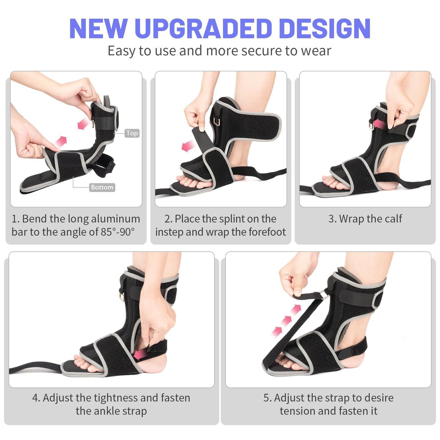 Adjustable Foot Drop Steel Plate Support, Ankle Anti-Sprain Fixed Brace, Correction Belt, Foot Drop Orthosis