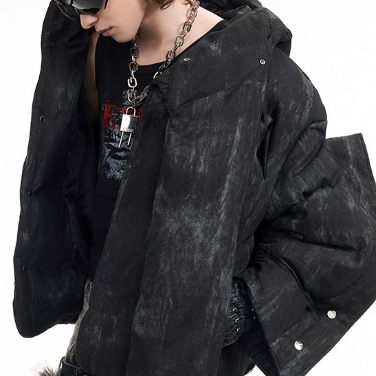 Dark Structure Old Cold-proof Niche Designer Men's Hooded Cotton Coat Jacket