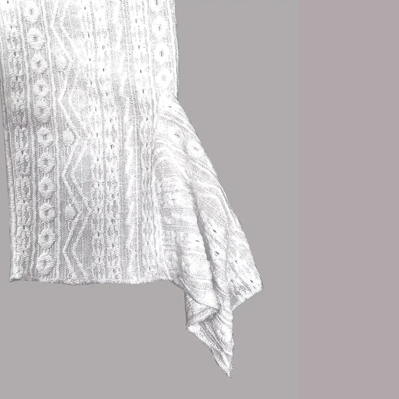 Women's Round Neck Lace Trim Semi-Sheer Blouse-Half Sleeve Hollow Out Top For Spring&Summer