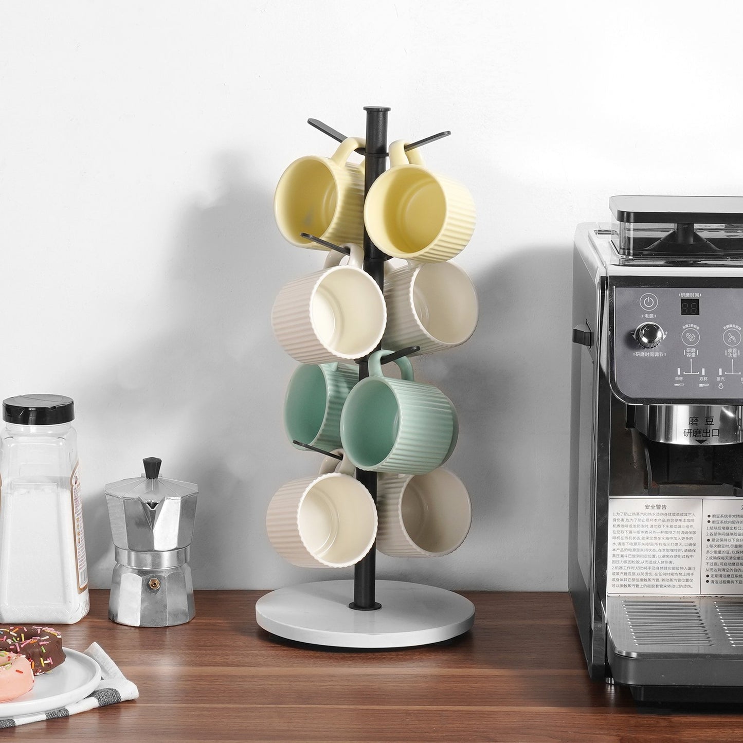Mug Holder Tree With Marble Base 8 Hooks Cup Rack Stand For Counter Kitchen Home