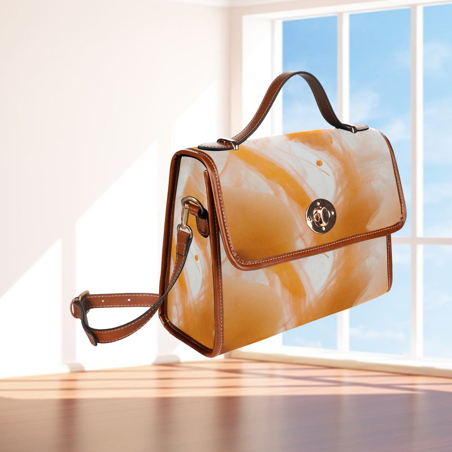 Waterproof Canvas Bag-Brown (All Over Print) (1641)