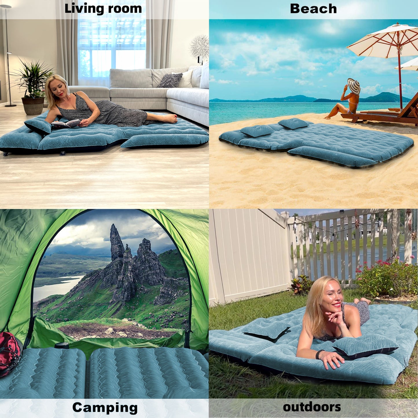 Car Air Mattress For Full Size SUV, Upgraded Flocked Surface, Durable 210T Bottom Van Camping Bed, Quick Inflation Sleeping Airbed For SUV Back Trunk