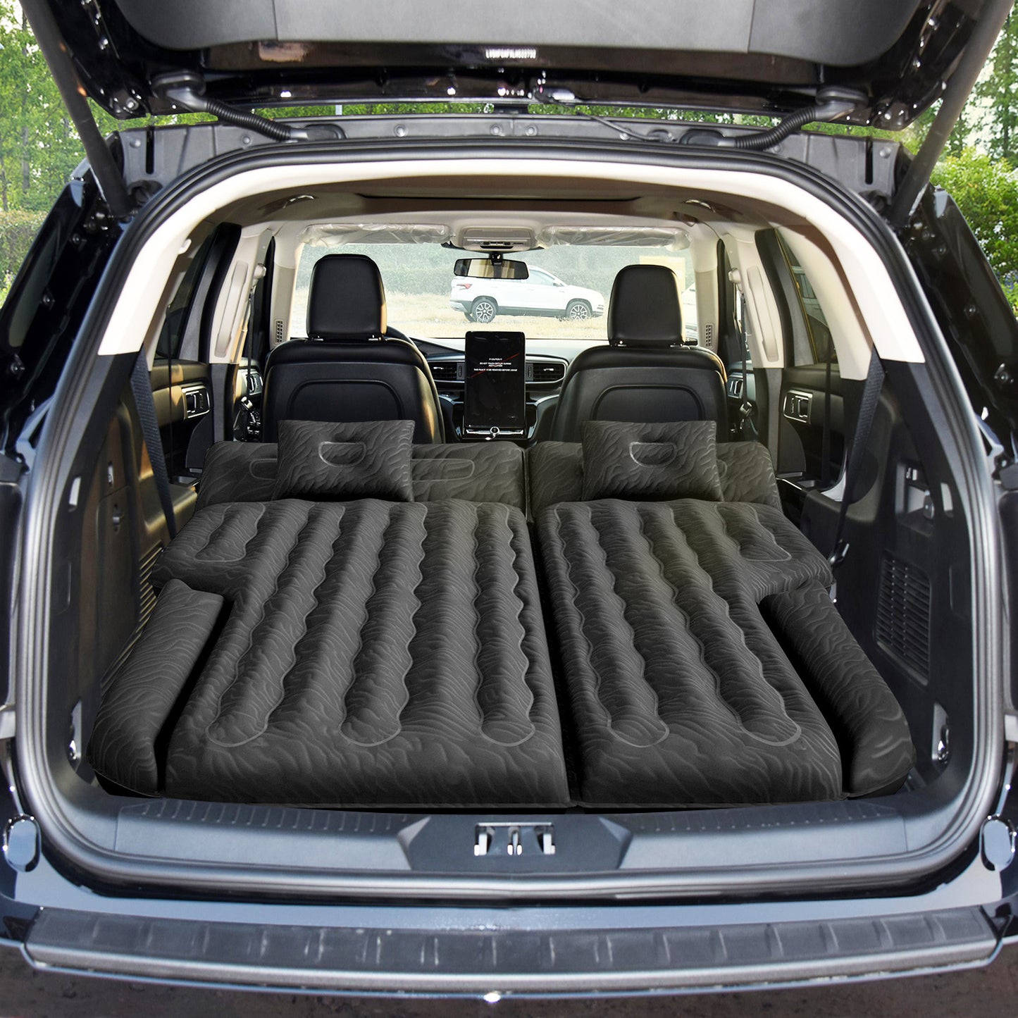 Car Air Mattress For Full Size SUV, Upgraded Flocked Surface, Durable 210T Bottom Van Camping Bed, Quick Inflation Sleeping Airbed For SUV Back Trunk