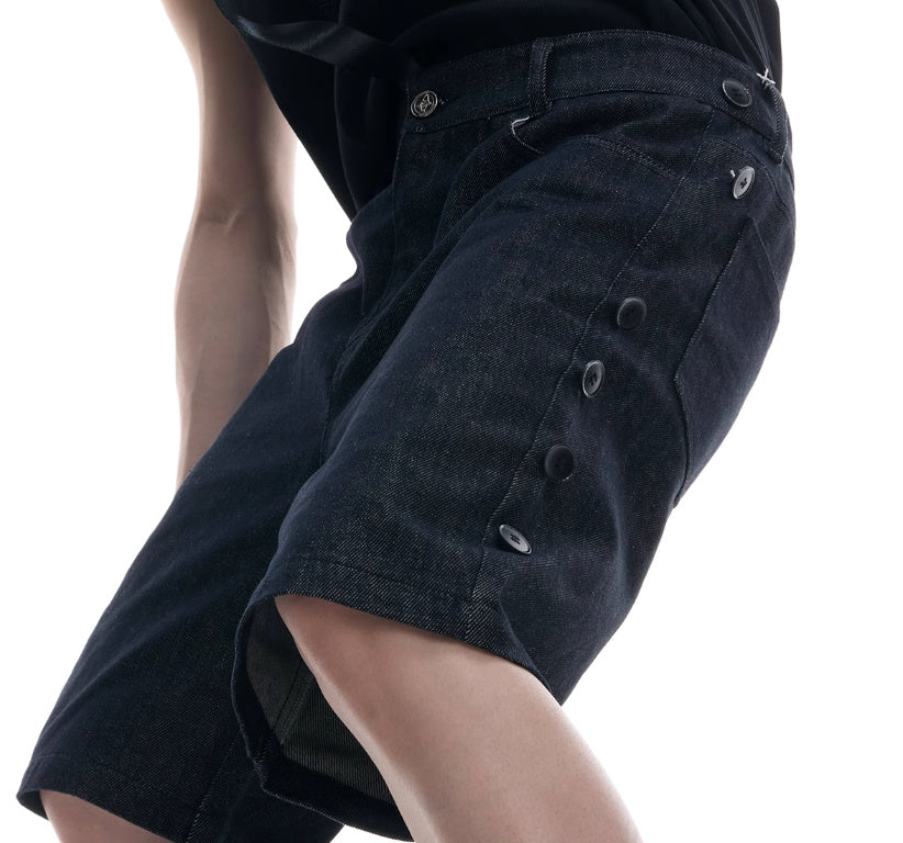 Denim Stitching Design Sense Fake Two Pieces Suit