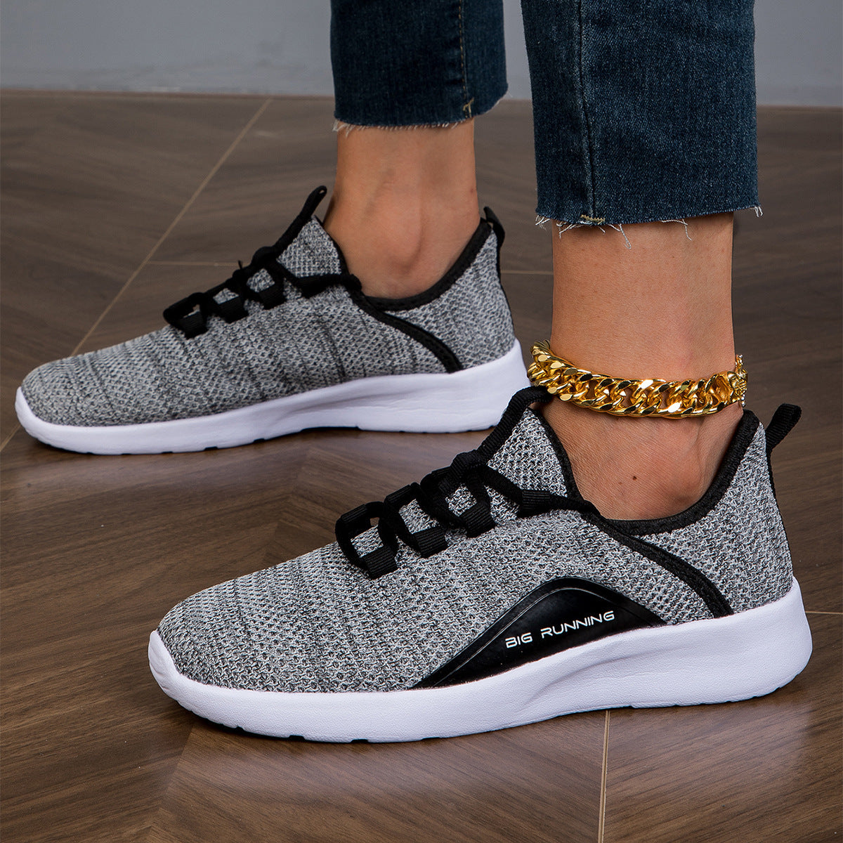 Spring New Women's Flying Woven Breathable Sports Fitness Light Casual Shoes