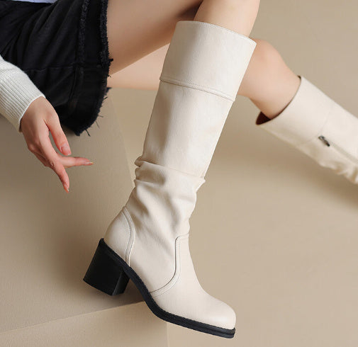 Thick Mid-heel High-top Below The Knee Women's Knight Warm Boots