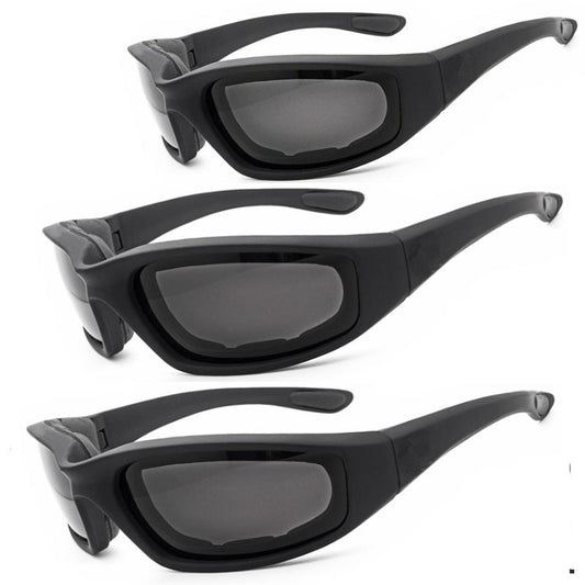 Cycling Sunglasses Chopper Outdoor Sports Glasses For Men Wrap Around UV400 Protection For Fishing Driving Glasses Windproof Gray Lens 3 Pack