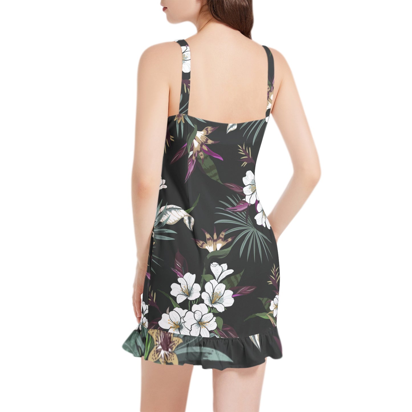 Sleeveless Square Neck Ruffle Hem Mini Dress
