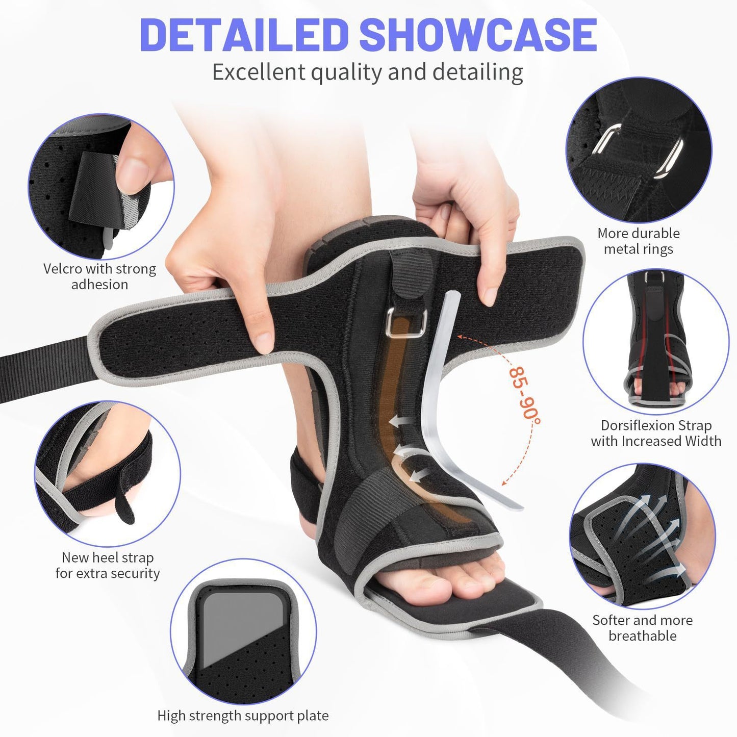 Adjustable Foot Drop Steel Plate Support, Ankle Anti-Sprain Fixed Brace, Correction Belt, Foot Drop Orthosis
