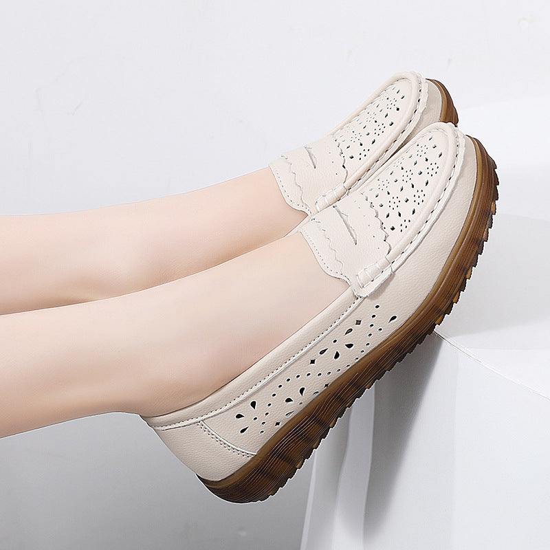 Tendon Bottom Soft Bottom Cutout Breathable Shoes Flat Hole Shoes